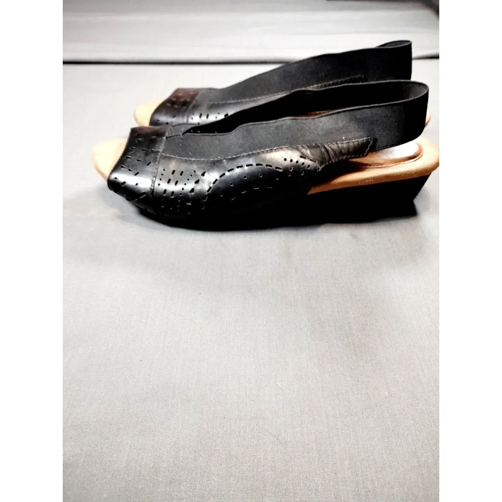 Rockport Cobb Hill‎ Black Judson Peep Sling Pumps Women 9M Resort Party Academia